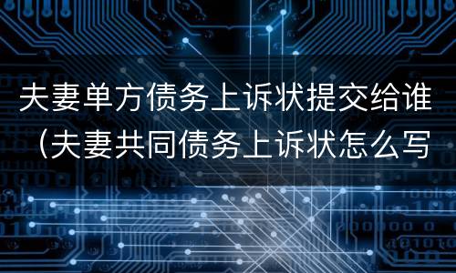 夫妻单方债务上诉状提交给谁（夫妻共同债务上诉状怎么写）
