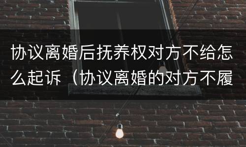协议离婚后抚养权对方不给怎么起诉（协议离婚的对方不履行抚养费怎么办）
