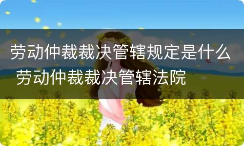 劳动仲裁裁决管辖规定是什么 劳动仲裁裁决管辖法院