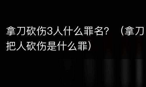 拿刀砍伤3人什么罪名？（拿刀把人砍伤是什么罪）