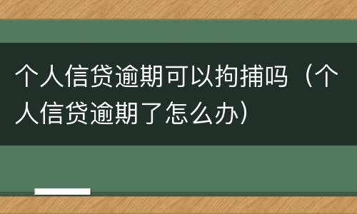 个人信贷逾期可以拘捕吗（个人信贷逾期了怎么办）