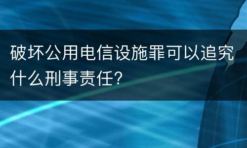 破坏公用电信设施罪可以追究什么刑事责任?