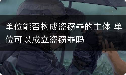 单位能否构成盗窃罪的主体 单位可以成立盗窃罪吗