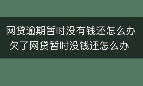 网贷逾期暂时没有钱还怎么办 欠了网贷暂时没钱还怎么办
