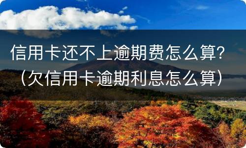 信用卡还不上逾期费怎么算？（欠信用卡逾期利息怎么算）