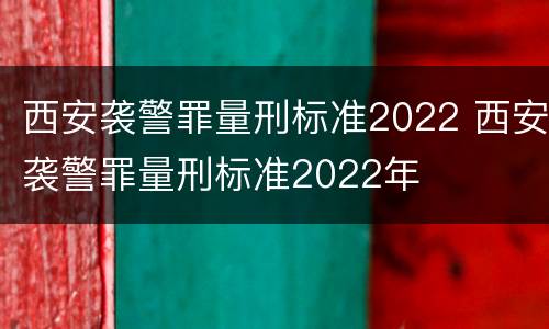 西安袭警罪量刑标准2022 西安袭警罪量刑标准2022年