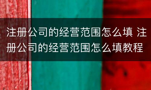 注册公司的经营范围怎么填 注册公司的经营范围怎么填教程