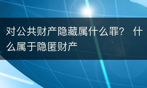 对公共财产隐藏属什么罪？ 什么属于隐匿财产