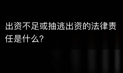 出资不足或抽逃出资的法律责任是什么？