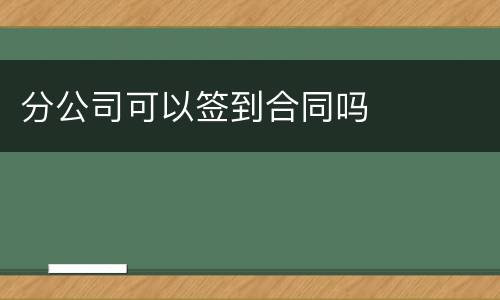 分公司可以签到合同吗