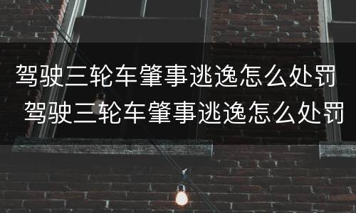 驾驶三轮车肇事逃逸怎么处罚 驾驶三轮车肇事逃逸怎么处罚的