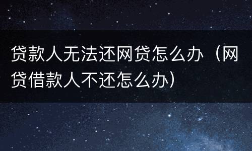 贷款人无法还网贷怎么办（网贷借款人不还怎么办）