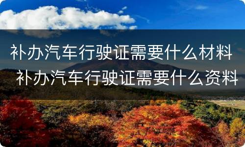 补办汽车行驶证需要什么材料 补办汽车行驶证需要什么资料