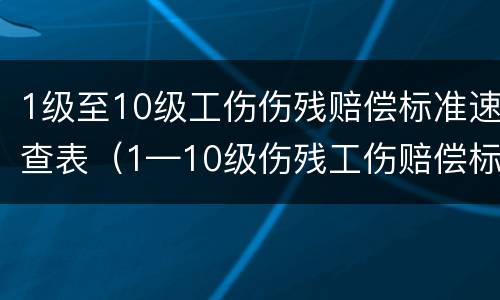 1级至10级工伤伤残赔偿标准速查表（1—10级伤残工伤赔偿标准）
