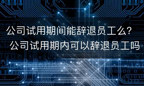 公司试用期间能辞退员工么？ 公司试用期内可以辞退员工吗