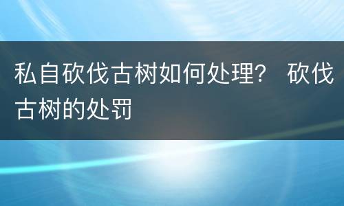 私自砍伐古树如何处理？ 砍伐古树的处罚