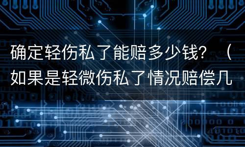 确定轻伤私了能赔多少钱？（如果是轻微伤私了情况赔偿几万）