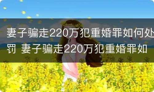 妻子骗走220万犯重婚罪如何处罚 妻子骗走220万犯重婚罪如何处罚呢