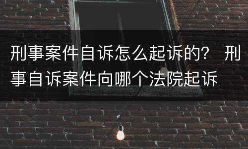 刑事案件自诉怎么起诉的？ 刑事自诉案件向哪个法院起诉