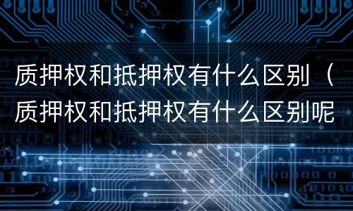 质押权和抵押权有什么区别（质押权和抵押权有什么区别呢）