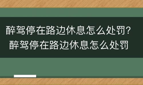 醉驾停在路边休息怎么处罚？ 醉驾停在路边休息怎么处罚