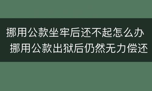 挪用公款坐牢后还不起怎么办 挪用公款出狱后仍然无力偿还需要继续坐牢吗