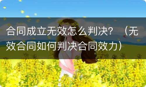 合同成立无效怎么判决？（无效合同如何判决合同效力）