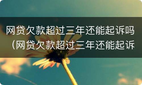 网贷欠款超过三年还能起诉吗（网贷欠款超过三年还能起诉吗）