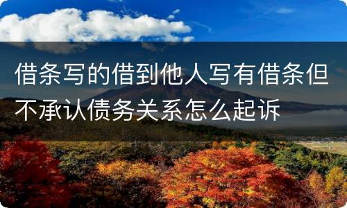 借条写的借到他人写有借条但不承认债务关系怎么起诉