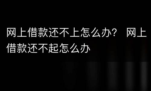 网上借款还不上怎么办？ 网上借款还不起怎么办