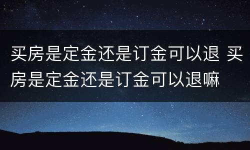 买房是定金还是订金可以退 买房是定金还是订金可以退嘛