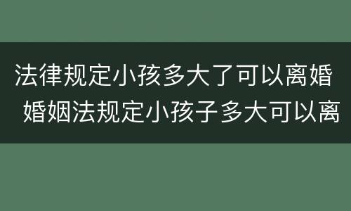 法律规定小孩多大了可以离婚 婚姻法规定小孩子多大可以离婚