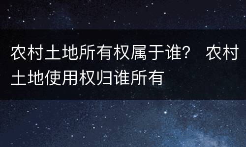 农村土地所有权属于谁？ 农村土地使用权归谁所有