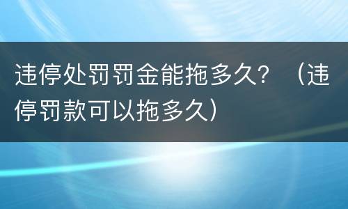违停处罚罚金能拖多久？（违停罚款可以拖多久）
