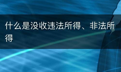 什么是没收违法所得、非法所得