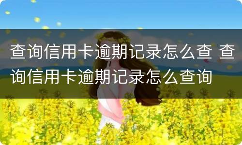 查询信用卡逾期记录怎么查 查询信用卡逾期记录怎么查询