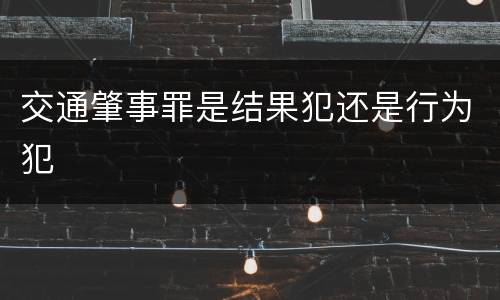 交通肇事罪是结果犯还是行为犯