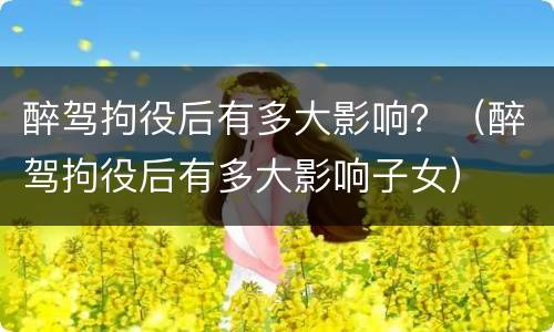 醉驾拘役后有多大影响？（醉驾拘役后有多大影响子女）