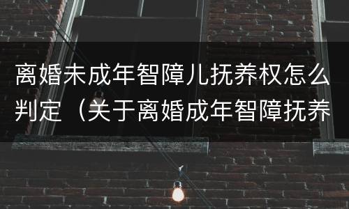 离婚未成年智障儿抚养权怎么判定（关于离婚成年智障抚养法律）