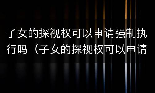 子女的探视权可以申请强制执行吗（子女的探视权可以申请强制执行吗）