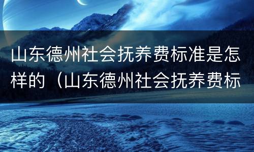 山东德州社会抚养费标准是怎样的（山东德州社会抚养费标准是怎样的呀）