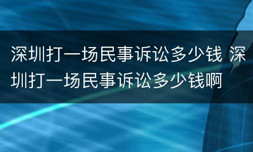 深圳打一场民事诉讼多少钱 深圳打一场民事诉讼多少钱啊
