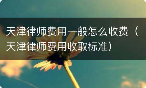天津律师费用一般怎么收费（天津律师费用收取标准）