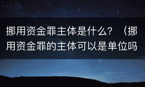 挪用资金罪主体是什么？（挪用资金罪的主体可以是单位吗）