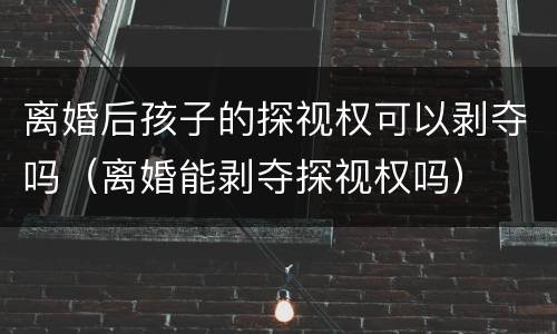 离婚后孩子的探视权可以剥夺吗（离婚能剥夺探视权吗）