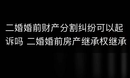 二婚婚前财产分割纠纷可以起诉吗 二婚婚前房产继承权继承分配
