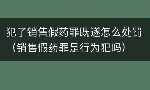 犯了销售假药罪既遂怎么处罚（销售假药罪是行为犯吗）