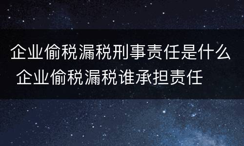 企业偷税漏税刑事责任是什么 企业偷税漏税谁承担责任