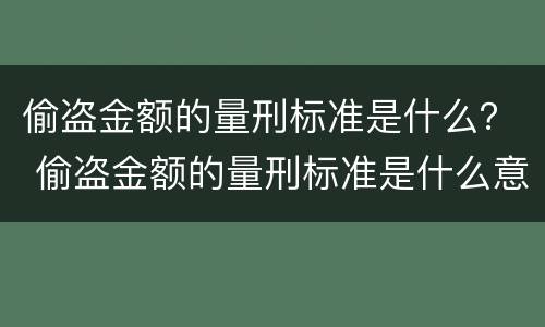 偷盗金额的量刑标准是什么？ 偷盗金额的量刑标准是什么意思