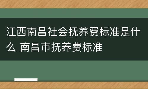 江西南昌社会抚养费标准是什么 南昌市抚养费标准